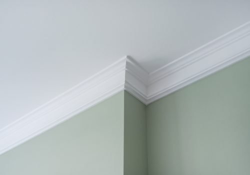 Ceiling moldings in the interior, detail of intricate corner.